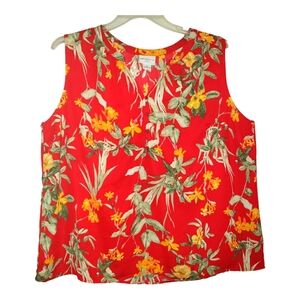 Liz Claiborne women's plus size 1X floral print sleeveless pullover top. 4037